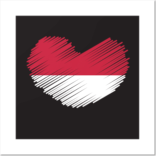 Indonesia Heart Flag Design Posters and Art